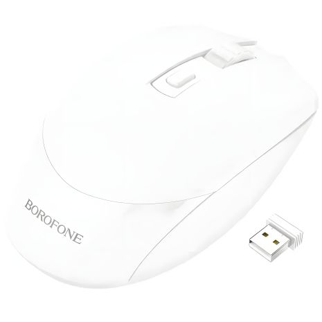 Безпровідна Миша Borofone BG7 2.4G оптична, 1000-1600 DPI, 1хАА, Біла