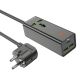 Удлинитель зарядное устройство Hoco AC9A 2 USB/Type-C PD QC 30W, 1 розетка, 1.5m, черный