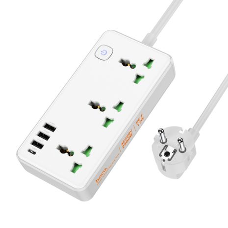 Сетевое зарядное устройство удлинитель Hoco AC7A 3 USB/Type-C 3 розетки 1.5m белый Сетевое зарядное устройство удлинитель Hoco AC7A 3 USB/Type-C 3 розетки 1.5m белый