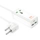 Устройство зарядное сетевое удлинитель Hoco PD QC 30W 1 розетка 1.5m Type-C/USB AC9A белый