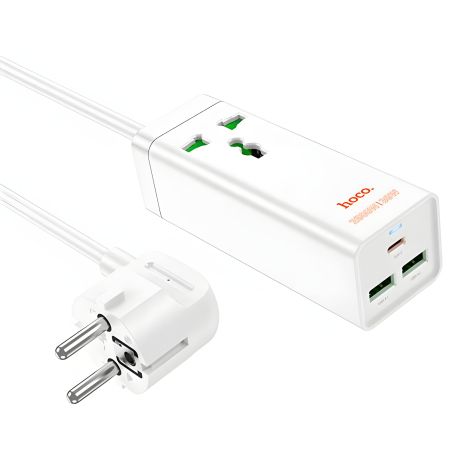 Устройство зарядное сетевое удлинитель Hoco PD QC 30W 1 розетка 1.5m Type-C/USB AC9A белый