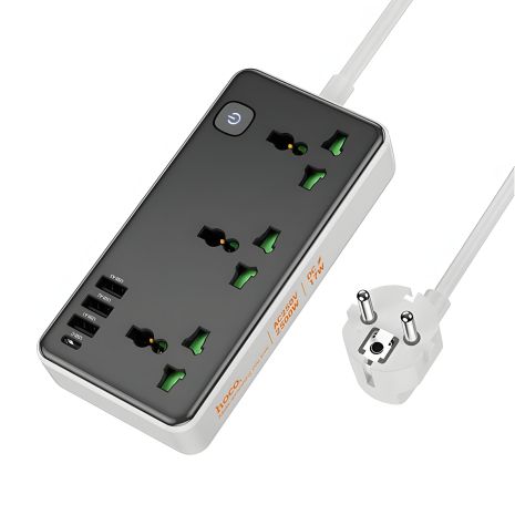 Устройство зарядное сетевое удлинитель Hoco 3 розетки 1.5m Type-C/USB AC7A черный Устройство зарядное сетевое удлинитель Hoco 3 розетки 1.5m Type-C/USB AC7A черный