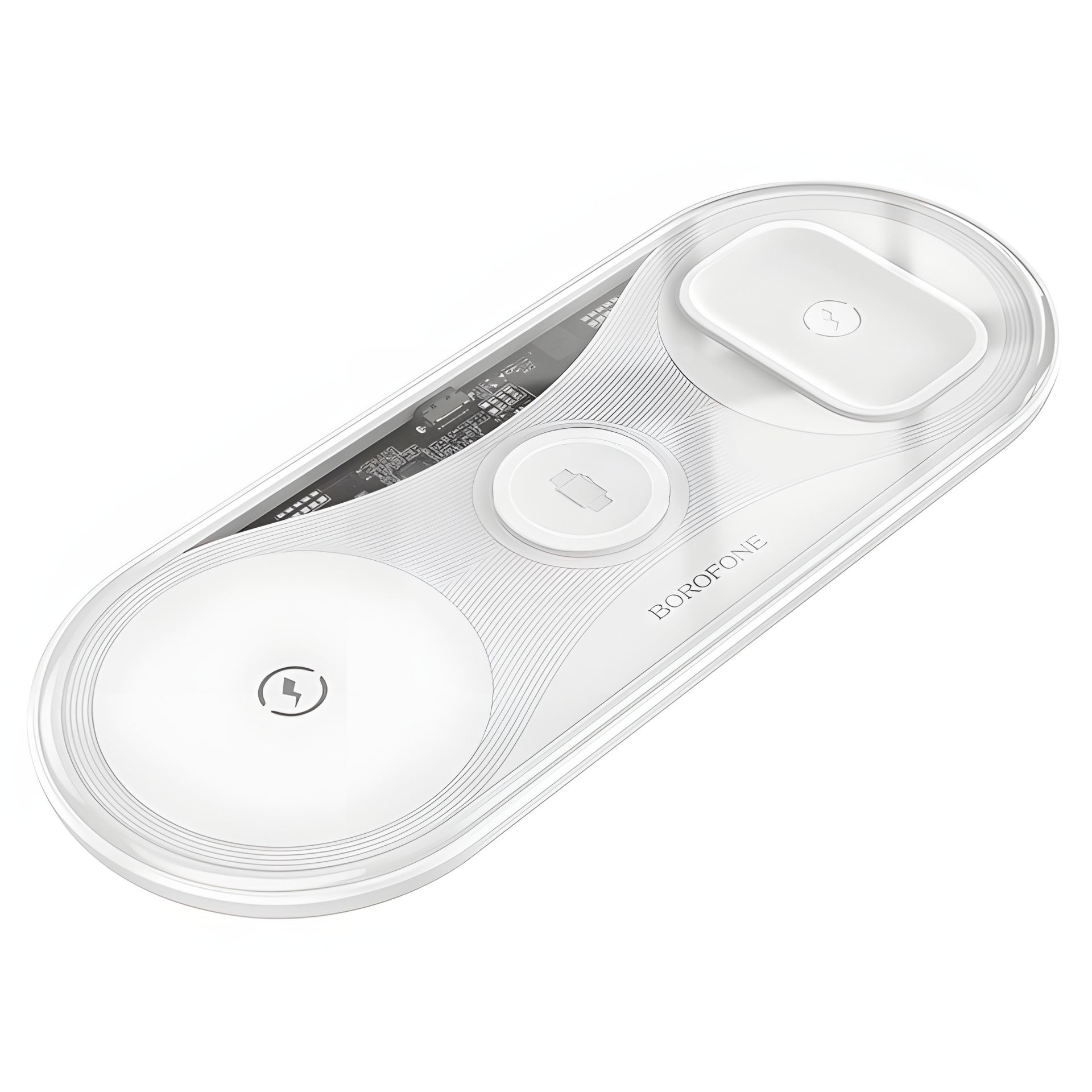 Белое беспроводное зарядное устройство Borofone BQ19 3в1 W15 Белое беспроводное зарядное устройство Borofone BQ19 3в1 W15