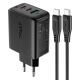 Сетевое зарядное устройство Acefast A13 USB/ 2 Type-C QC PD 65W черное + кабель Type-C to Type-C Сетевое зарядное устройство Acefast A13 USB/ 2 Type-C QC PD 65W черное + кабель Type-C to Type-C