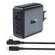 Черное зарядное устройство Acefast A37 USB/ 3 Type-C QC PD 100W + кабель Type-C to Type-C