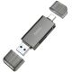 Hoco HB39 Адаптер перехідник, USB, Type-C 3.0 до SD, TF, сірий