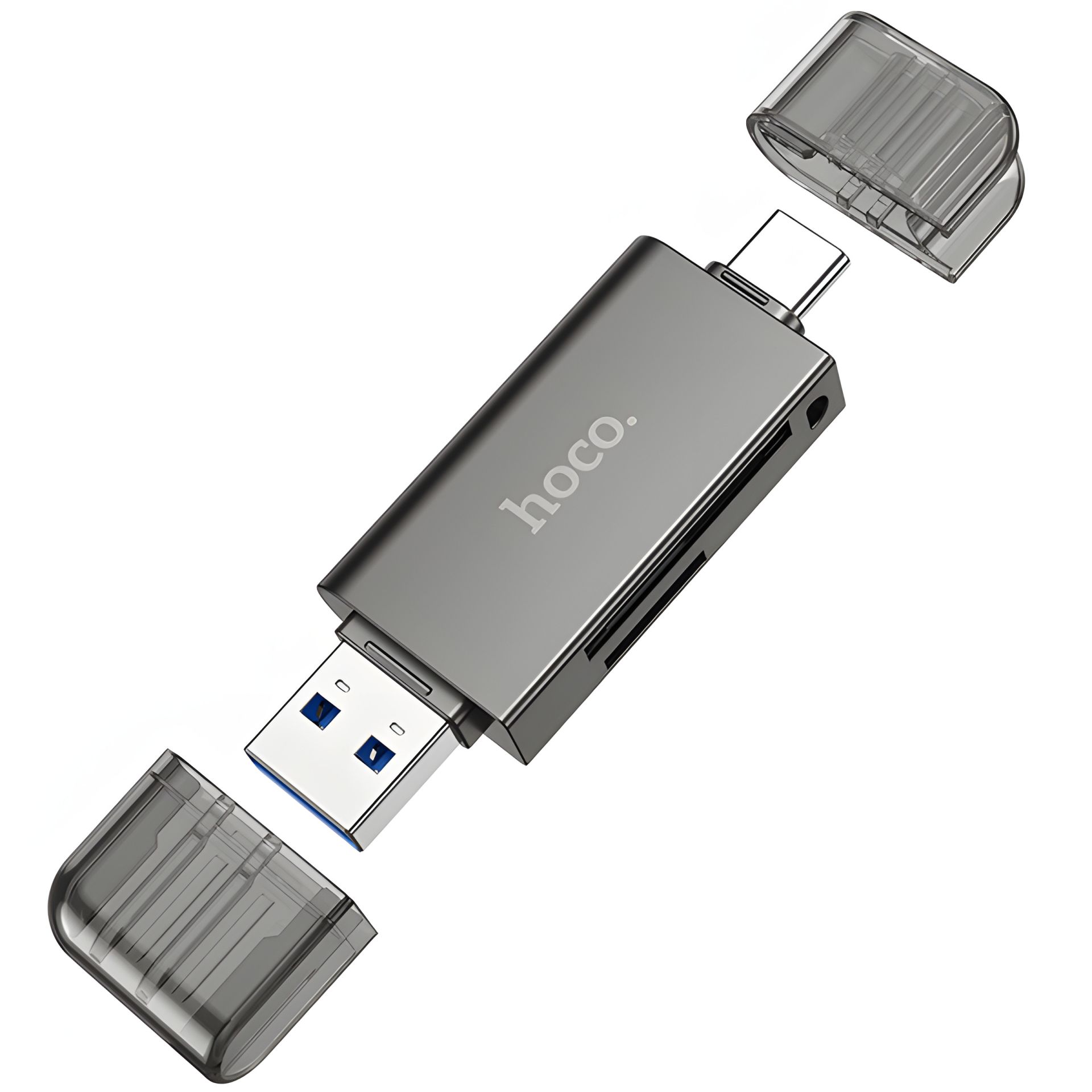 Hoco HB39 Адаптер перехідник, USB, Type-C 3.0 до SD, TF, сірий Hoco HB39 Адаптер перехідник, USB, Type-C 3.0 до SD, TF, сірий