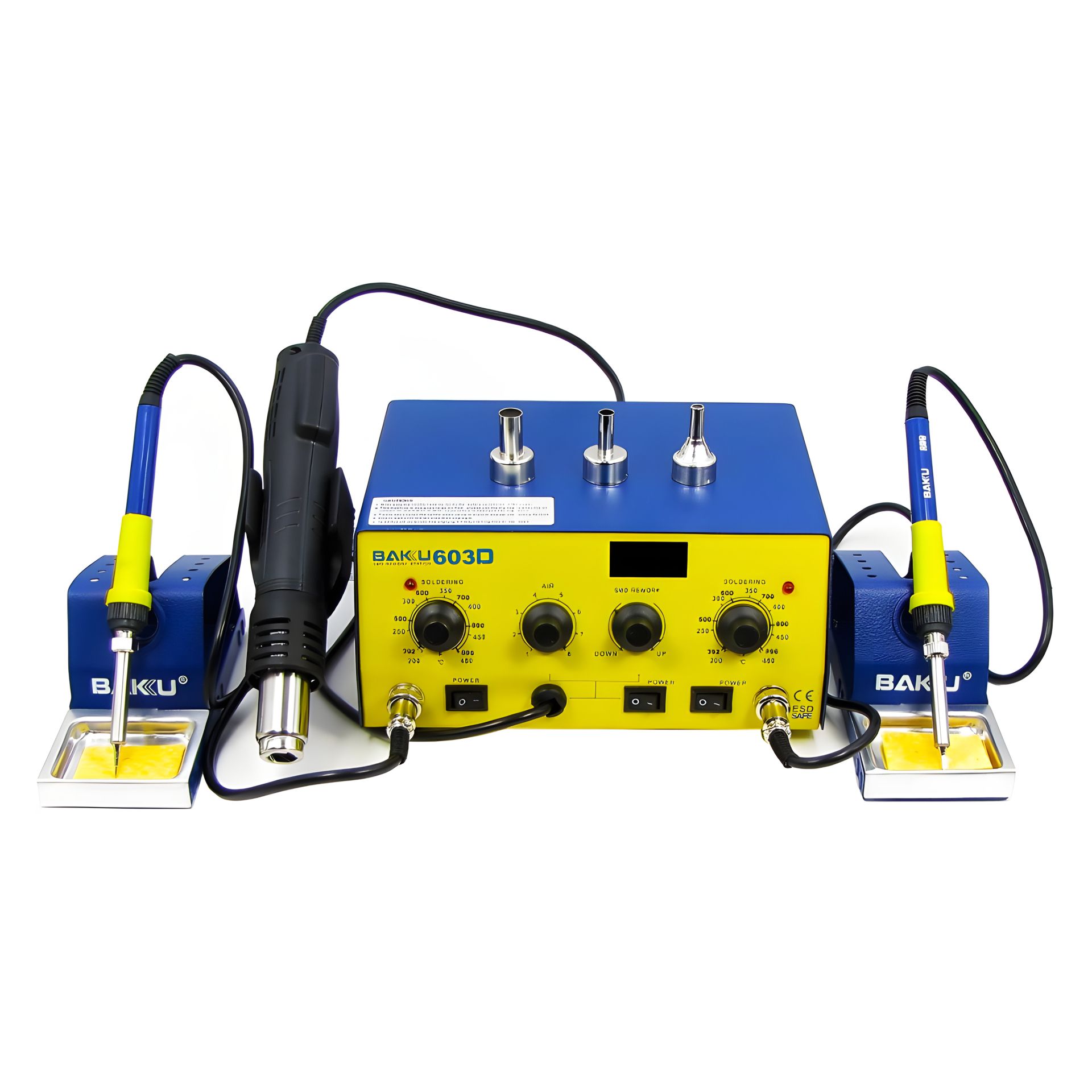 Два паяльника и фен цифровая станция Baku BK603D Два паяльника и фен цифровая станция Baku BK603D