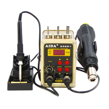 Паяльник и фен бескомпрессорный Aida 858D+ паяльная станция