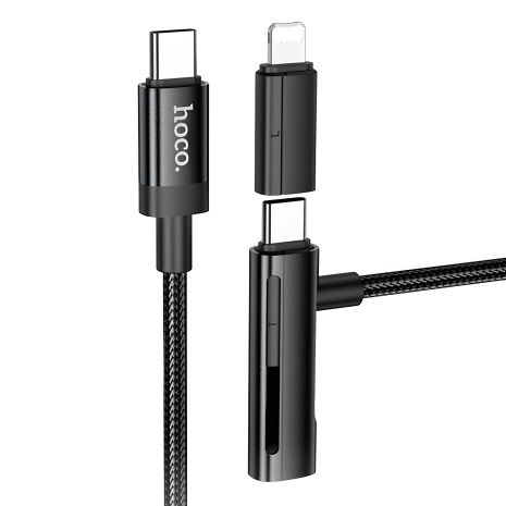 Кабель Hoco U135 Type-C to Type-C, Lightning, 2в1, 3A, 60W, 1.2м, чорний