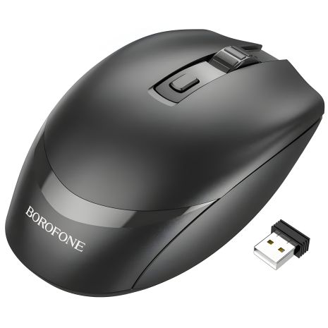 Wireless Миша Borofone BG7 2.4G optical, 1000-1600 DPI, 1хАА в чорному кольорі