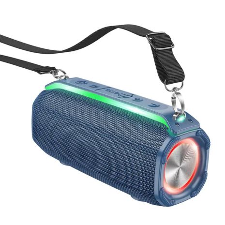 Бездротова колонка Hoco HC23 | BT5.3, TWS/FM/USB/TF/AUX, 6h| зі світломузикою темно-синя Бездротова колонка Hoco HC23 | BT5.3, TWS/FM/USB/TF/AUX, 6h| зі світломузикою темно-синя