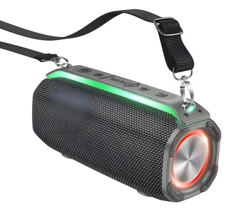 Колонка беспроводная Hoco HC23 |BT5.3, TWS/FM/USB/TF/AUX, 6h| серая со светомузыкой