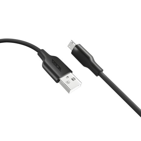 Кабель USB Ridea RC-M114, Soft Silico MicroUSB, 3A, 1m, 60W, Чорний