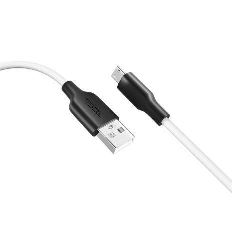USB кабель Ridea RC-M114 Soft Silico MicroUSB, 3A, 1m, 60W, Біло-Чорний