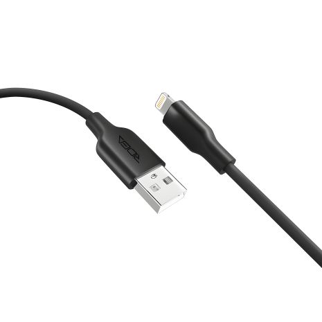 Ridea RC-M134 USB Soft Silico Кабель, 12W, 1m, Lightning, Чорний