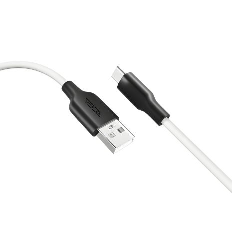 Ridea RC-M124 USB Soft Silico Type-C Кабель, 3A, Біло-Чорний