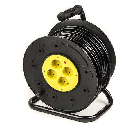 Подовжувач на котушці PowerPlant, 50 м, 3x1.5мм2, 10А, 4 розетки (JY-2002/50)