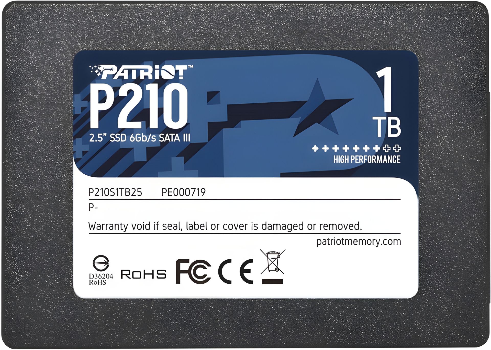 SSD накопичувач Patriot P210 1TB 2.5" 7mm SATAIII 3D QLC SSD накопичувач Patriot P210 1TB 2.5" 7mm SATAIII 3D QLC