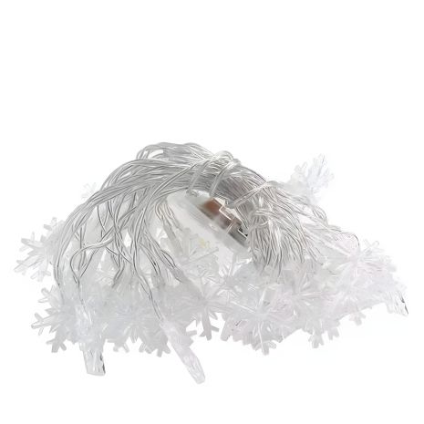 3м Гирлянда снежинки, теплый свет, с 20 диодами, от 3 батареек AA (в комплект не входят)