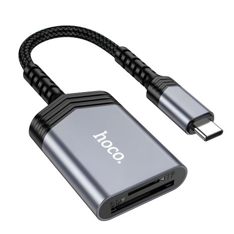 Перехідник адаптер Hoco UA25 2в1 card reader Type-C сірий