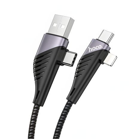 USB кабель HOCO U95 4in1 USB, Type-C to Type-C, Lightning, 60W, 1.2m, чорний