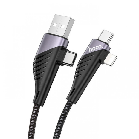 Кабель USB HOCO U95 4in1 USB, Type-C to Type-C, Lightning, 60W, 1.2m, чорний