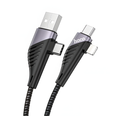 USB кабель HOCO U95 4in1 | USB, Type-C - Type-C, Lightning, 60W, 1.2m, чорний USB кабель HOCO U95 4in1 | USB, Type-C - Type-C, Lightning, 60W, 1.2m, чорний