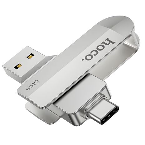 USB накопитель Type-C/ USB3.0 64GB Hoco UD10 Wise стальной