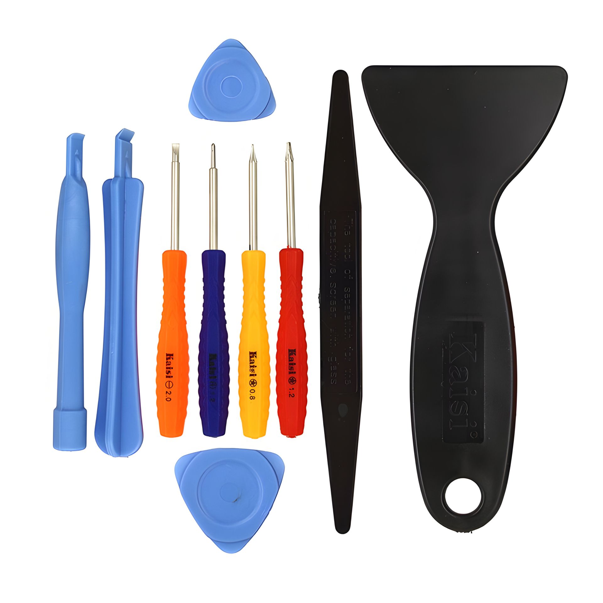 Обычный набор инструментов Kaisi 1202 (отвёртки: +1.2, -2.0, *0.8, *1.2, шпателёк, 3 лопатки, 2 медиатора) Обычный набор инструментов Kaisi 1202 (отвёртки: +1.2, -2.0, *0.8, *1.2, шпателёк, 3 лопатки, 2 медиатора)