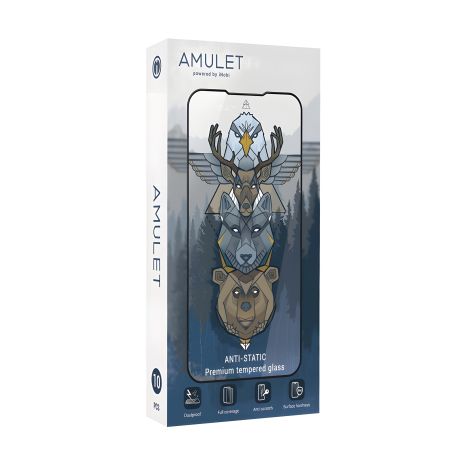 BOX 10 шт захисного скла AMULET 2.5D Antistatic for iPhone 13 Pro Max/14 Plus чорний