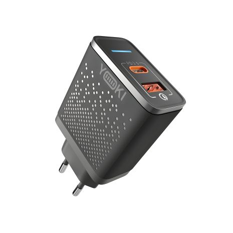 Зарядний пристрій Yoki Led Series YK-33PD+QC 33W Чорний, мережевий
