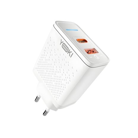 Зарядний Пристрій Yoki Led Series YK-33PD+QC 33W Білий, мережевий Зарядний Пристрій Yoki Led Series YK-33PD+QC 33W Білий, мережевий
