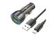 Прозрачное черное автомобильное зарядное устройство Hoco NZ12 2 USB QC 36W + USB to MicroUSB кабель