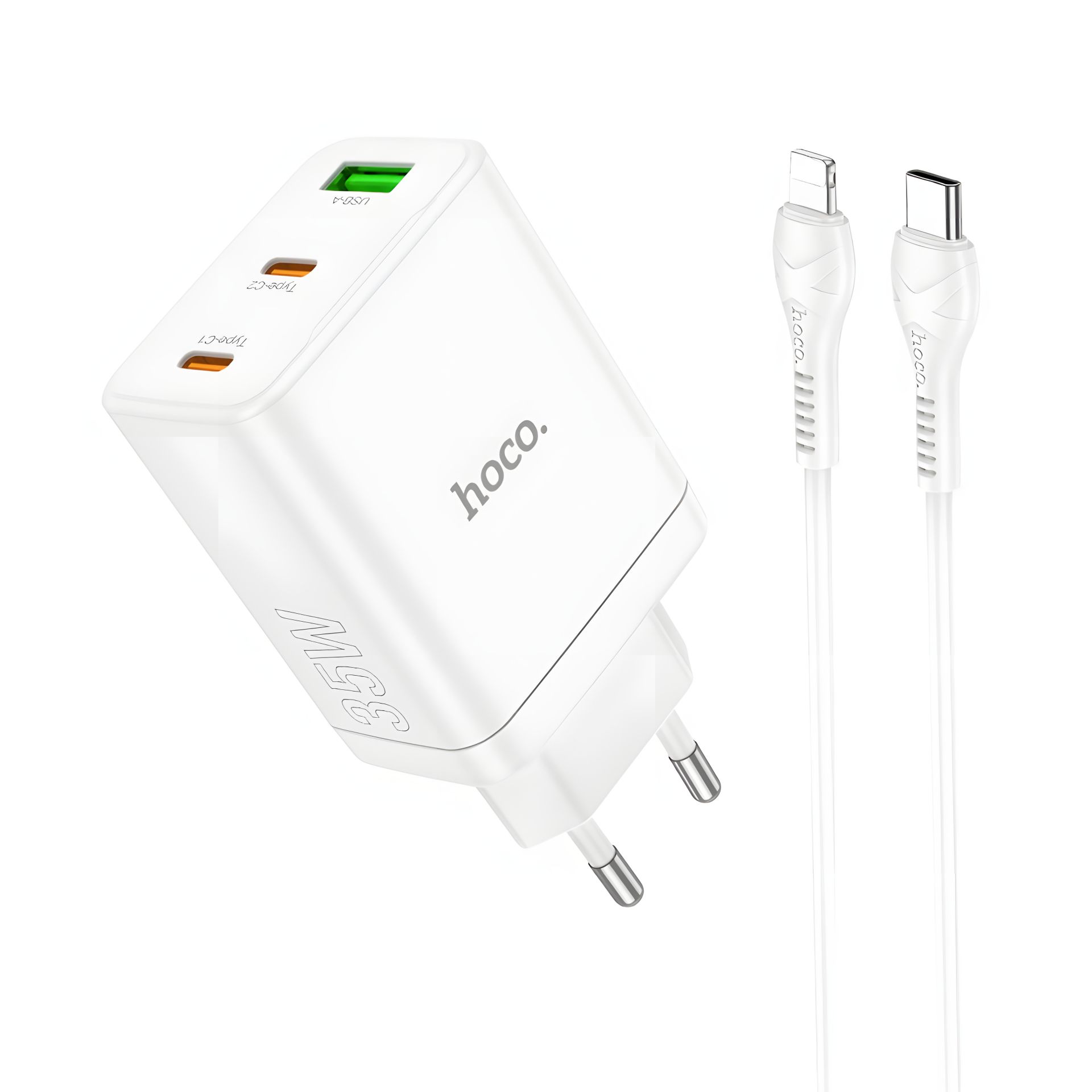 Зарядное устройство Hoco N33 белое 35W PD Type-C + Type-C to Lightning кабель Зарядное устройство Hoco N33 белое 35W PD Type-C + Type-C to Lightning кабель