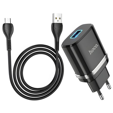 Hoco N1 черное USB зарядное устройство + USB to MicroUSB кабель Hoco N1 черное USB зарядное устройство + USB to MicroUSB кабель