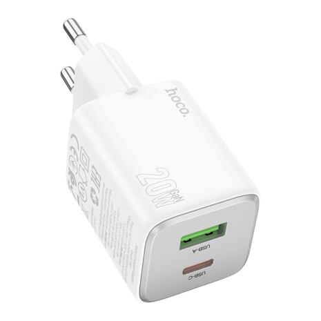 Зарядний пристрій Hoco N41 |20W, 3А, USB/Type-C, PD, QC| white