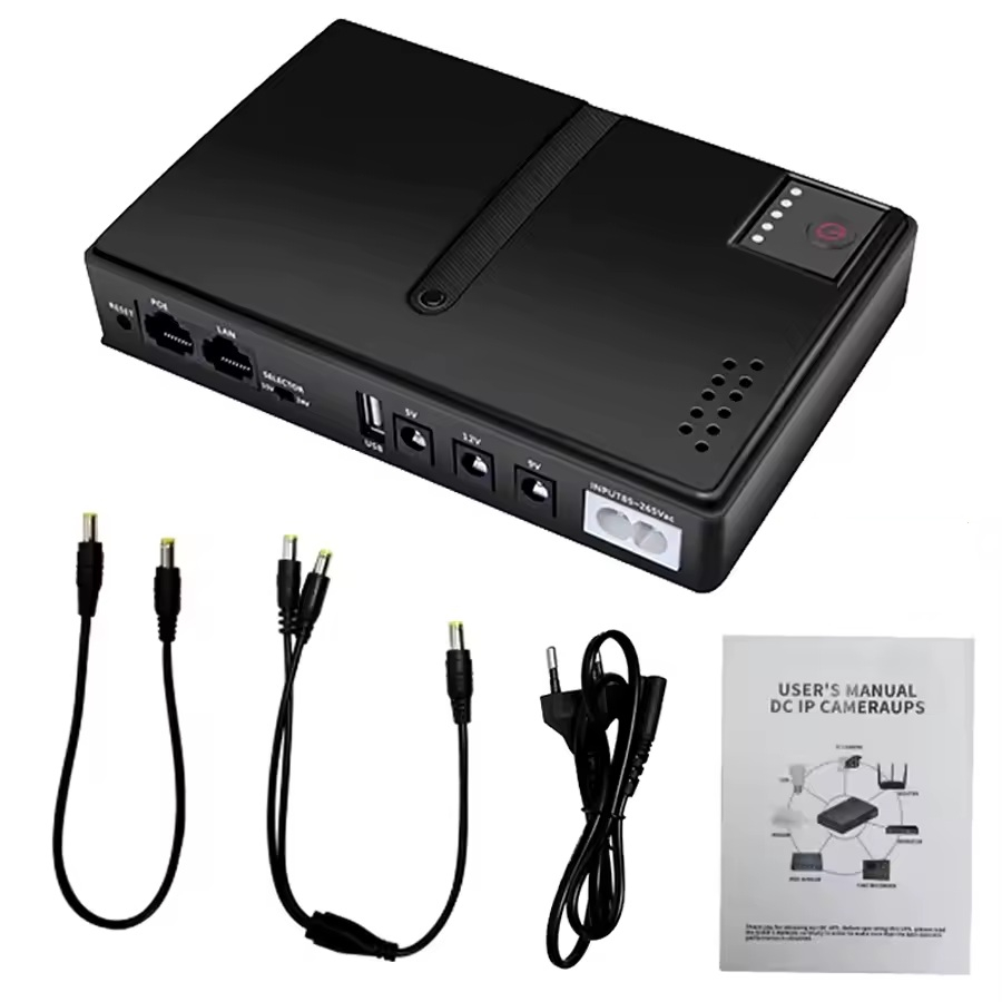 ИБП UPS для Роутера DC1018L+AKB 12000 mAh выход 12V/ 9V +USB 5V +POE (Заменяемые АКБ 18650 4шт в комплекте) BLACK ИБП UPS для Роутера DC1018L+AKB 12000 mAh выход 12V/ 9V +USB 5V +POE (Заменяемые АКБ 18650 4шт в комплекте) BLACK