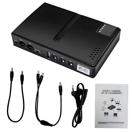 ДБЖ UPS для Роутера DC1018L+AKB 9600 mAh, вихід 12V/ 9V +USB 5V +POE (Замінні АКБ 18650 4шт у комплекті) BLACK