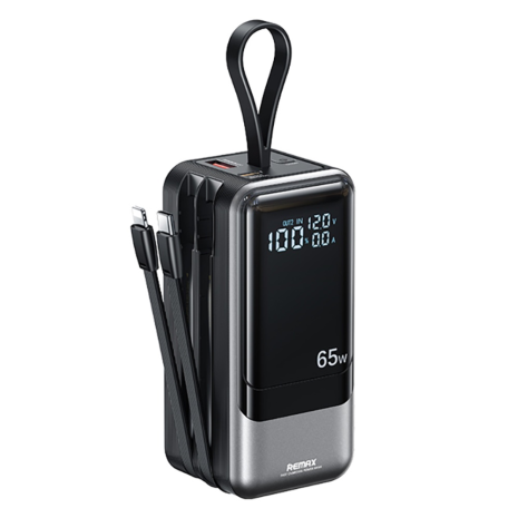 Повербанк Remax RPP-59 20000mAh 65W+60W PD+QC + кабель Type-C/ Lightning сірий Повербанк Remax RPP-59 20000mAh 65W+60W PD+QC + кабель Type-C/ Lightning сірий