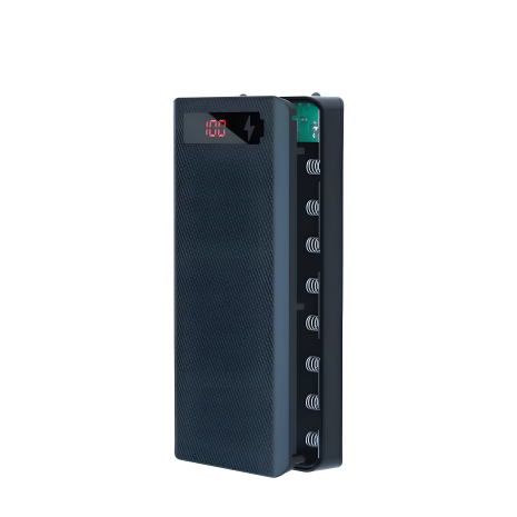 DIY Powerbank Case for 8x18650 Batteries (10W 2xUSB, Type-C, microUSB, black WITHOUT Batteries)
