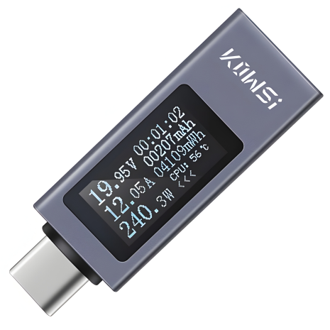 USB тестер багатофункціональний KOWSI KWS-2301C Type-C / ударостійкий / QC3.0 / 4-30V / 12A / сірий
