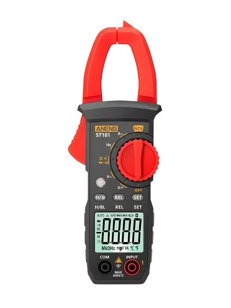 Aneng ST181 Clamp Multimeter, AC/DC Current Tester, Black-Red + Case