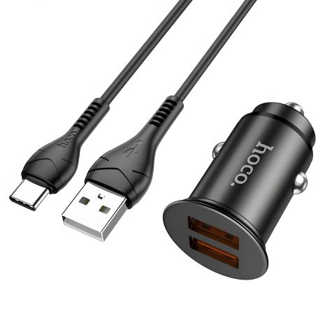 Зарядний Авто-пристрій Hoco NZ1 36W QC3.0 Type C, чорний