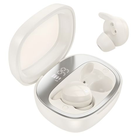 HOCO EW65 Shadow true wireless sleep BT headset | BT5.3, 30/500mAh, 4h | Milky white earbuds