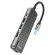 Multi-adapter hub Hoco HB23 5-in-1 Type-C to USB 3.0 (F) / USB 2.0 (F) / HDMI (F) / Type-C (F) / RJ45 (F) PD 60W 0.135m