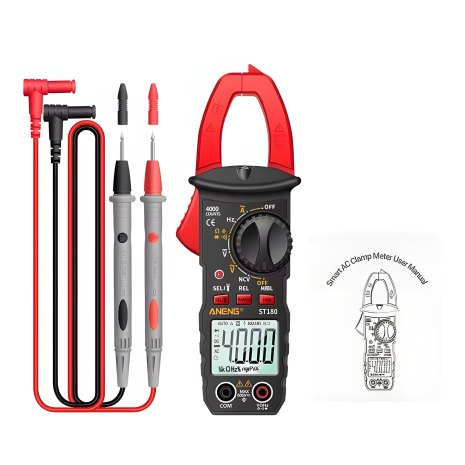 Clamp Multimeter Aneng ST180, Current Meter, AC/DC, Black-Red