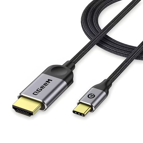 Кабель-адаптер HDMI 4K 30Hz 1.5m QGeeM Type-C, метал, сірий
