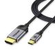 Кабель-адаптер HDMI 4K 30Hz 1.5m QGeeM Type-C, метал, сірий