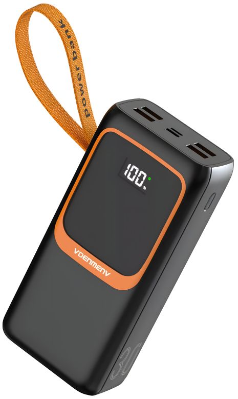 DENMEN DP31 Повербанк 30000mAh 4.5A 22.5W + лампа чорний